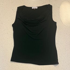 Calvin Klein Black Ruched Collar Sleeveless Top